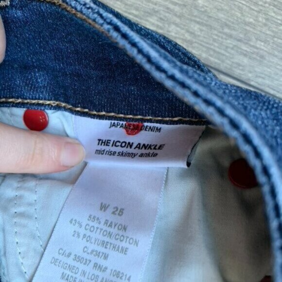 Anthropologie Joe's Jeans Skinny Jeans Icon Ankle Denim dark wash raw hem Sz 25 - Picture 12 of 16